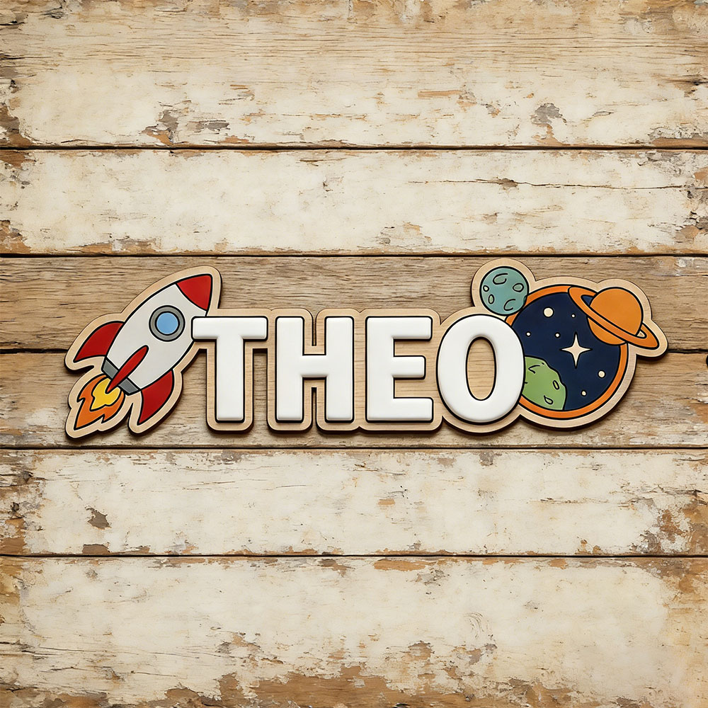 Home Decor Names - Personalized Space Rocket Name Sign for