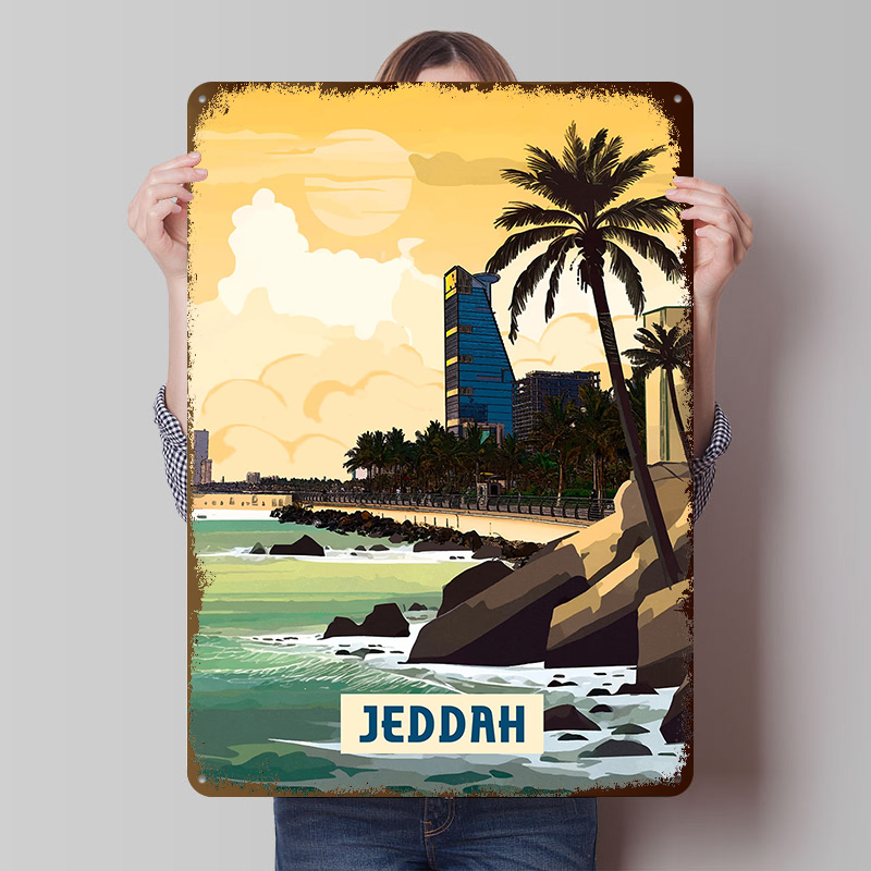 Home Decor Jeddah - Jeddah Poster Customized Vintage Metal Signs