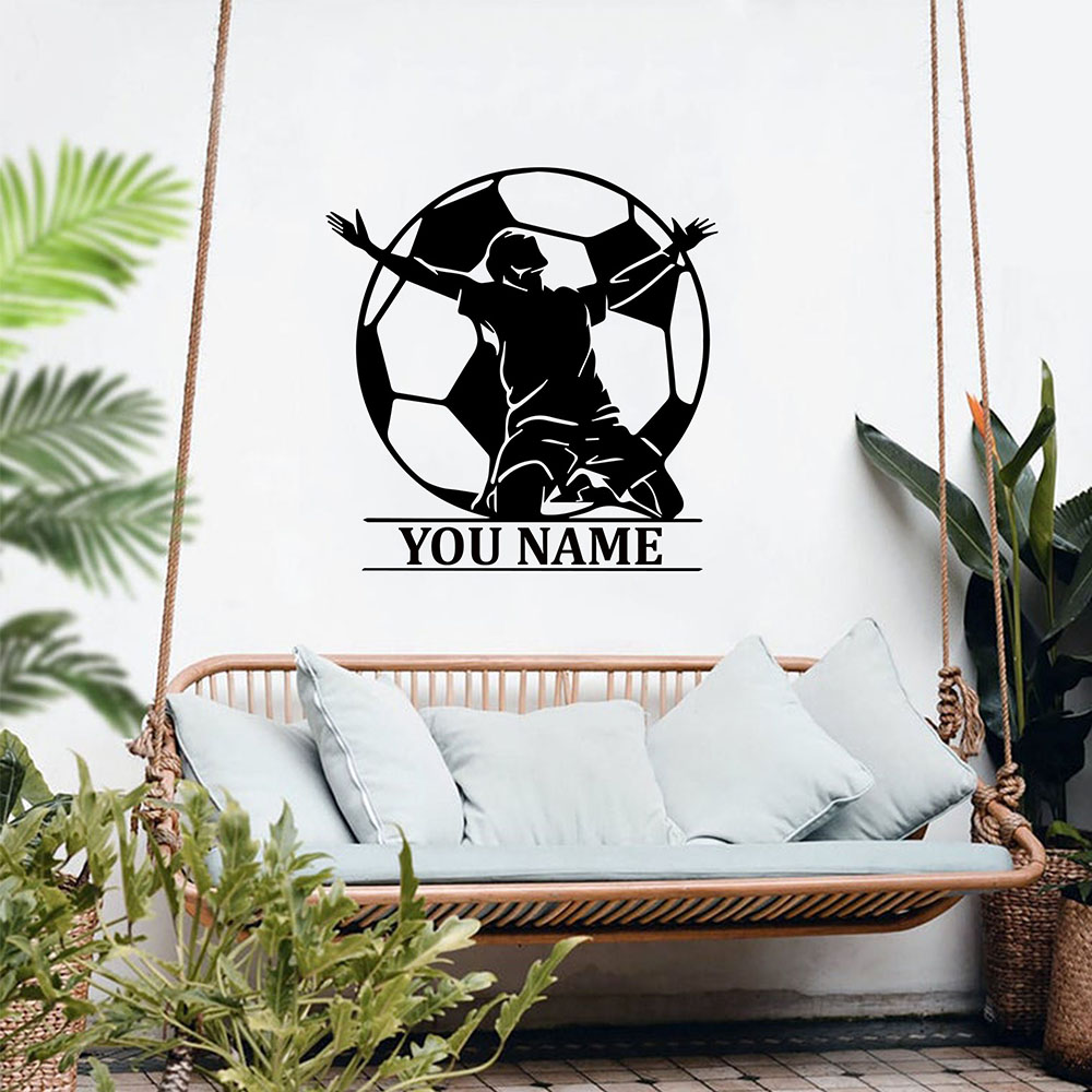 Home Decor Sticker - 1PC Colorful Soccer Customizable Name Wall