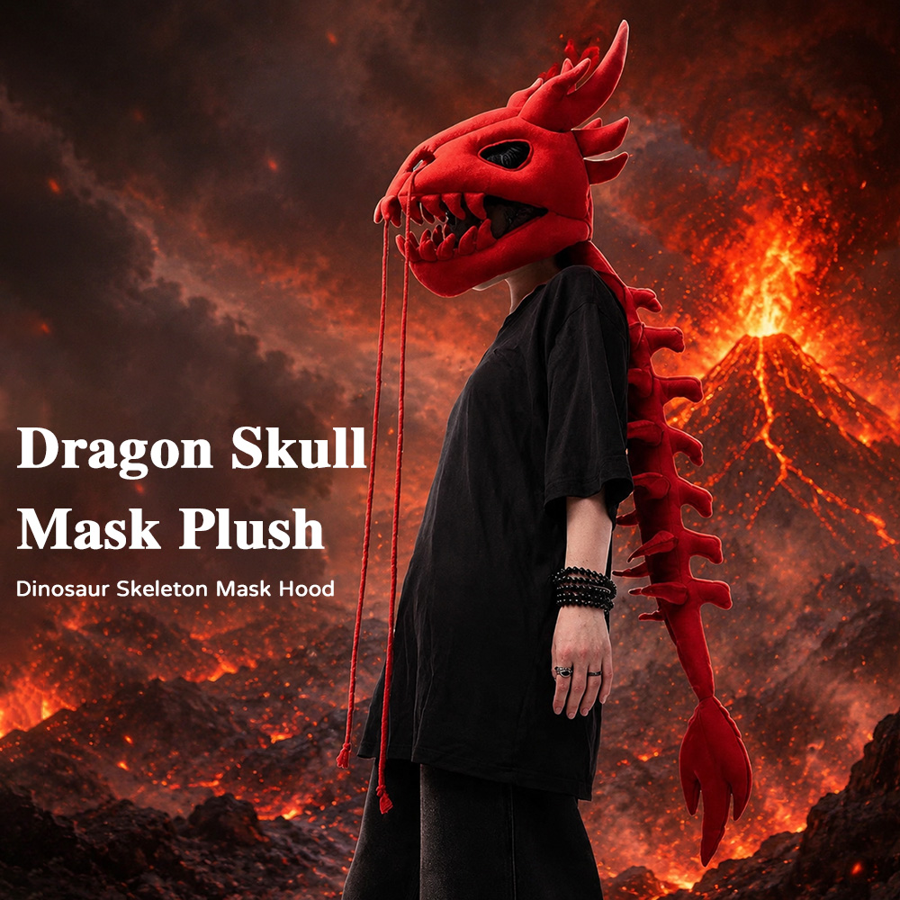 Home Decor Design - Dragon Skull Spine Plush Hood Long