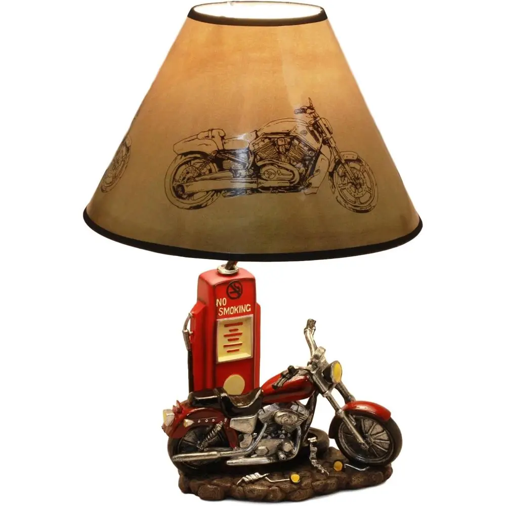 Home Decor Lamp - Vintage Retro Red Motorcycle Gas Pump