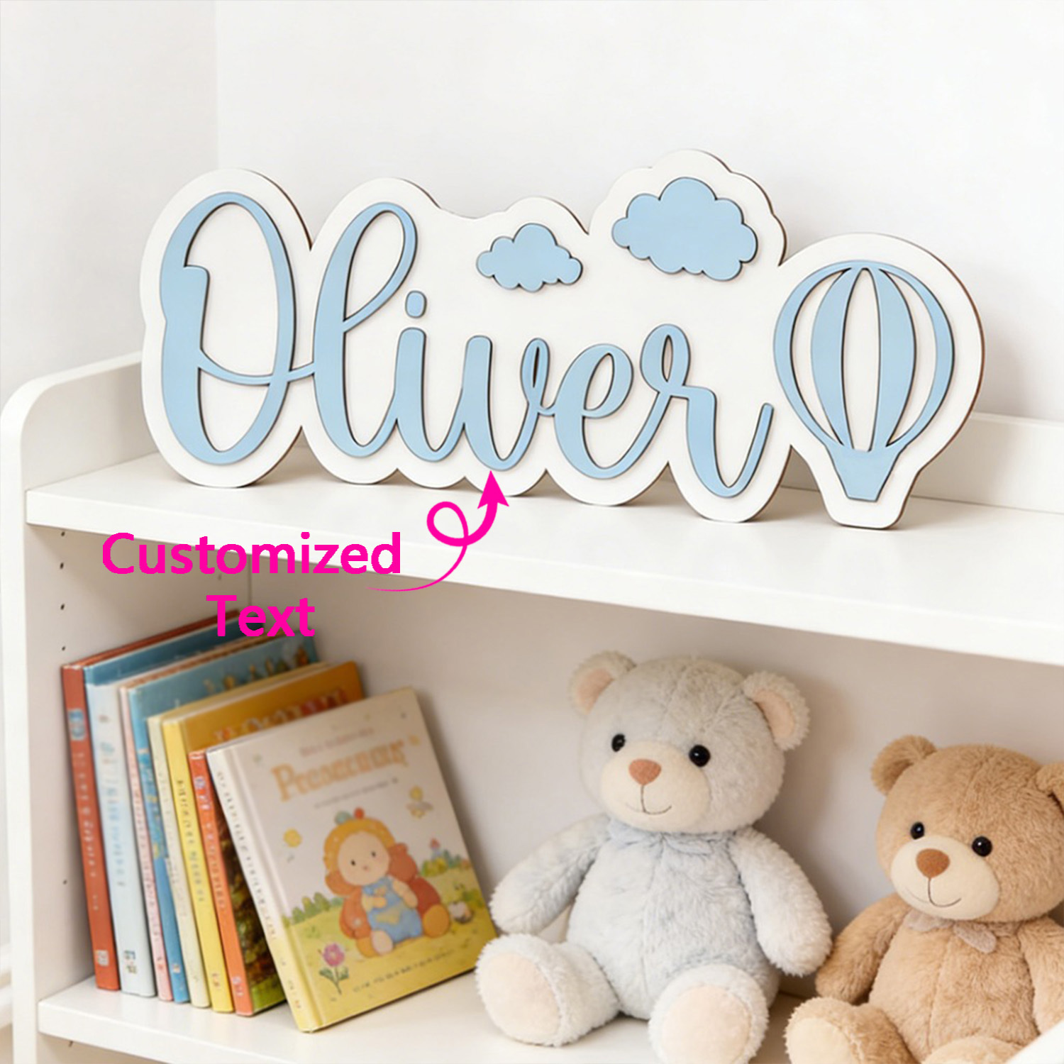 Home Decor Names - Personalized Hot Air Balloon & Cloud