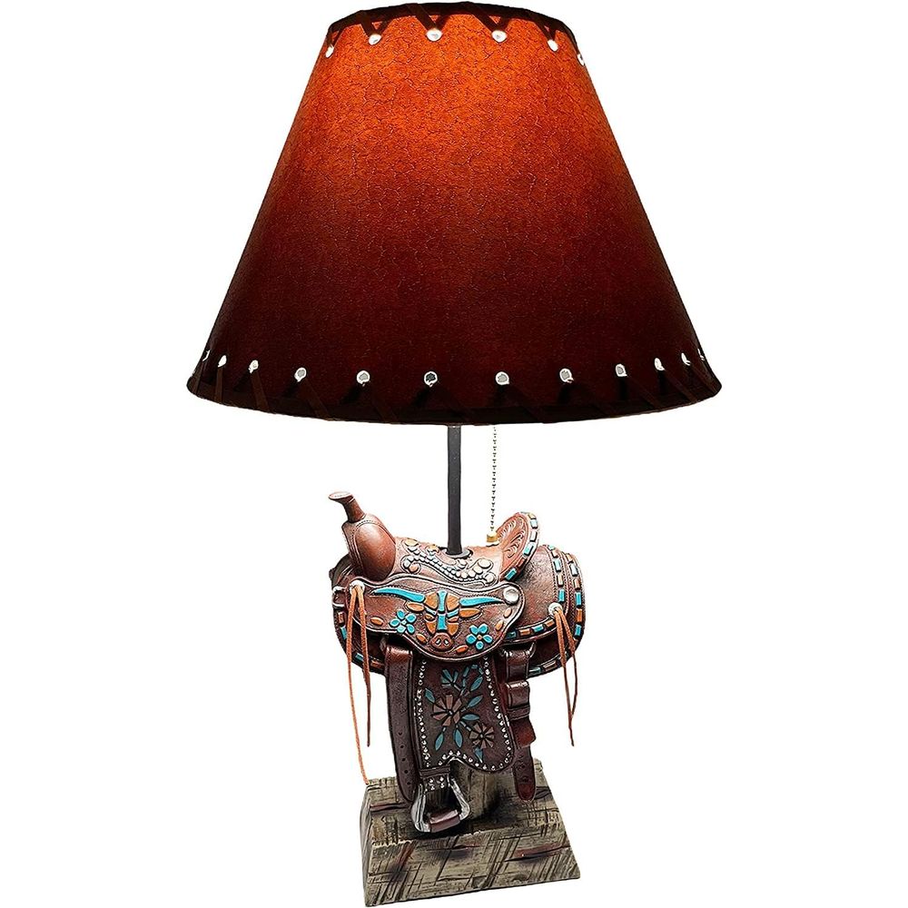 Western Brown and Teal Longhor - Home Decor Lamp ulasan dan harga