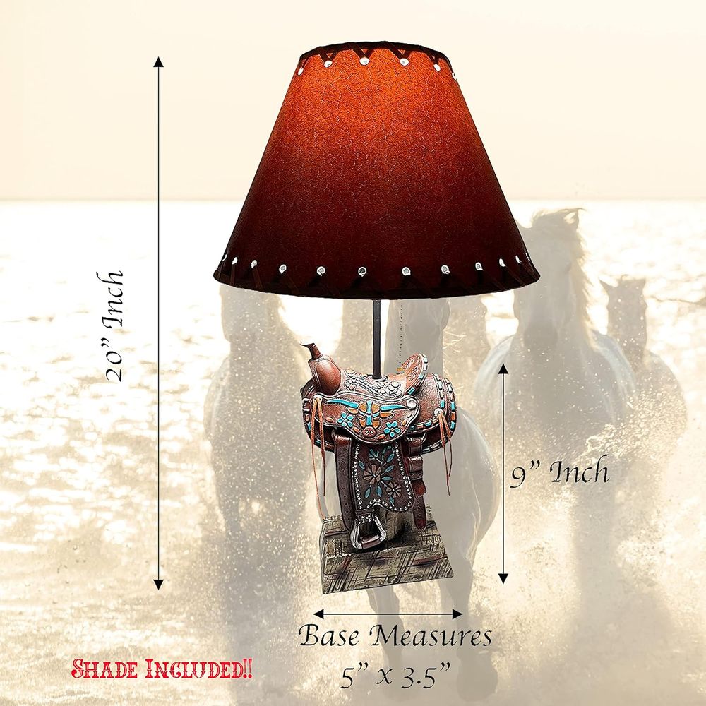 Western Brown and Teal Longhor - Home Decor Lamp ulasan dan harga