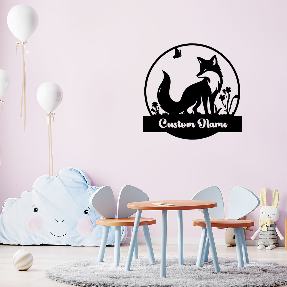 1PC Fashion Fox Customizable N - Home Decor Sticker ulasan dan harga