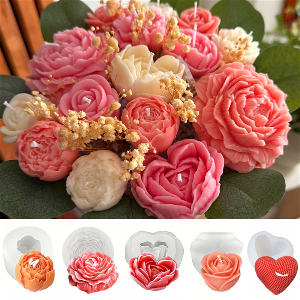 5PCS Floral Silicone Mold Set  - Scented Candle Set ulasan dan harga
