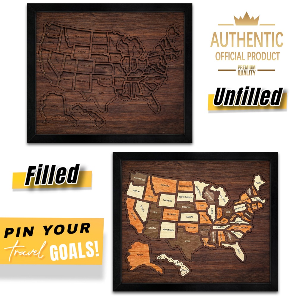 Customizable Wooden USA Travel - Home Decor Usa ulasan dan harga