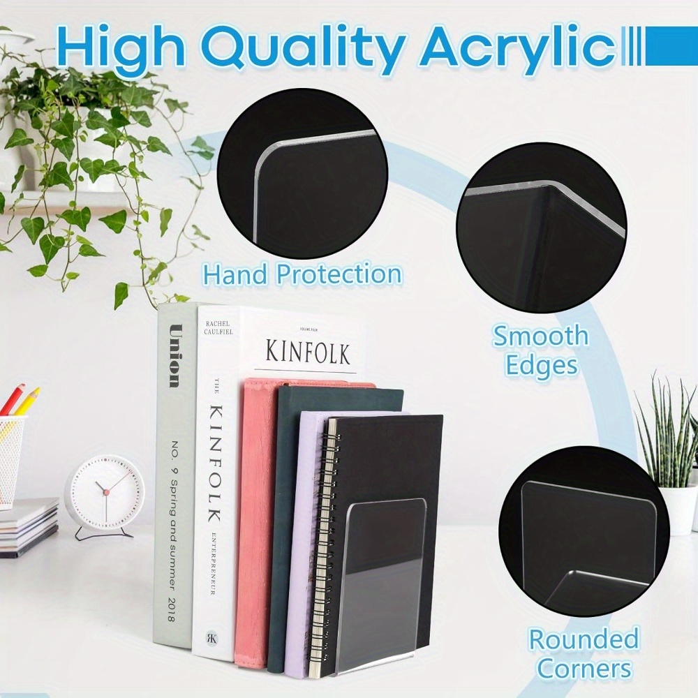 4/8pcs Set Clear Acrylic Booke - Aesthetic Bookend ulasan dan harga