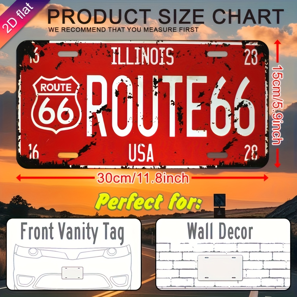 Illinois Route 66 USA Vintage  - Home Decor Usa ulasan dan harga