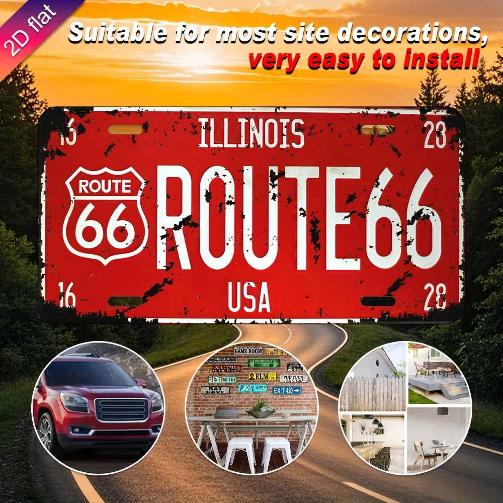 Illinois Route 66 USA Vintage  - Home Decor Usa ulasan dan harga