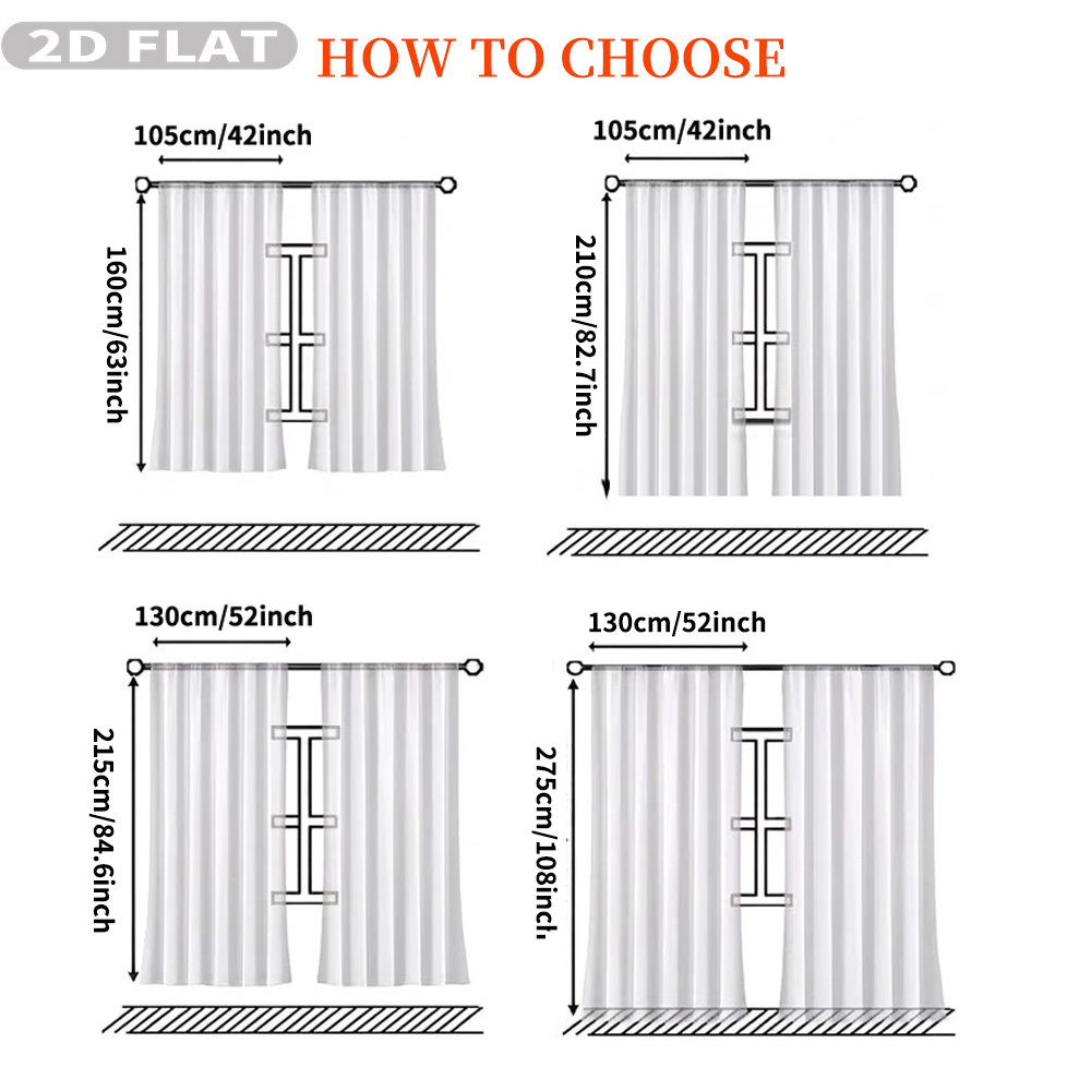Custom 2D Flat 2pcs Sheer Curt - Home Decor Design ulasan dan harga