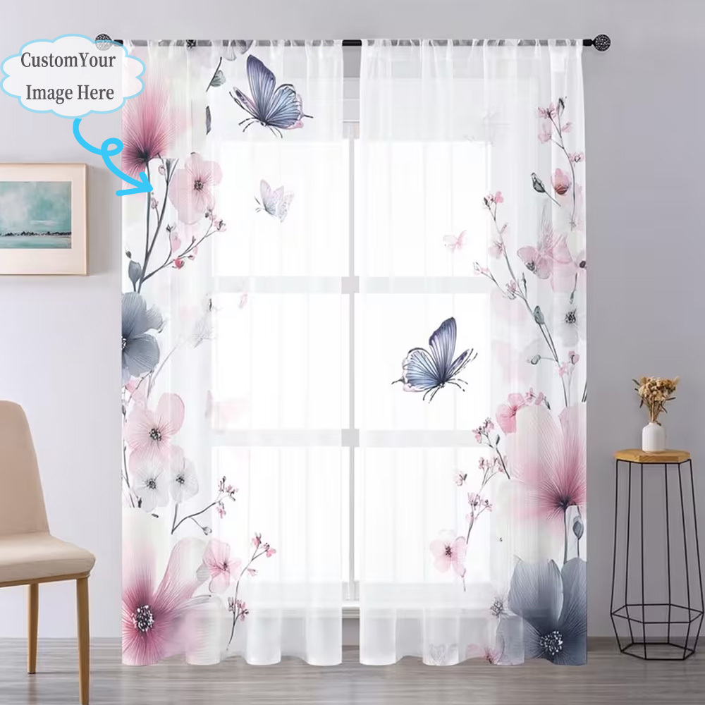 Custom 2D Flat 2pcs Sheer Curt - Home Decor Design ulasan dan harga