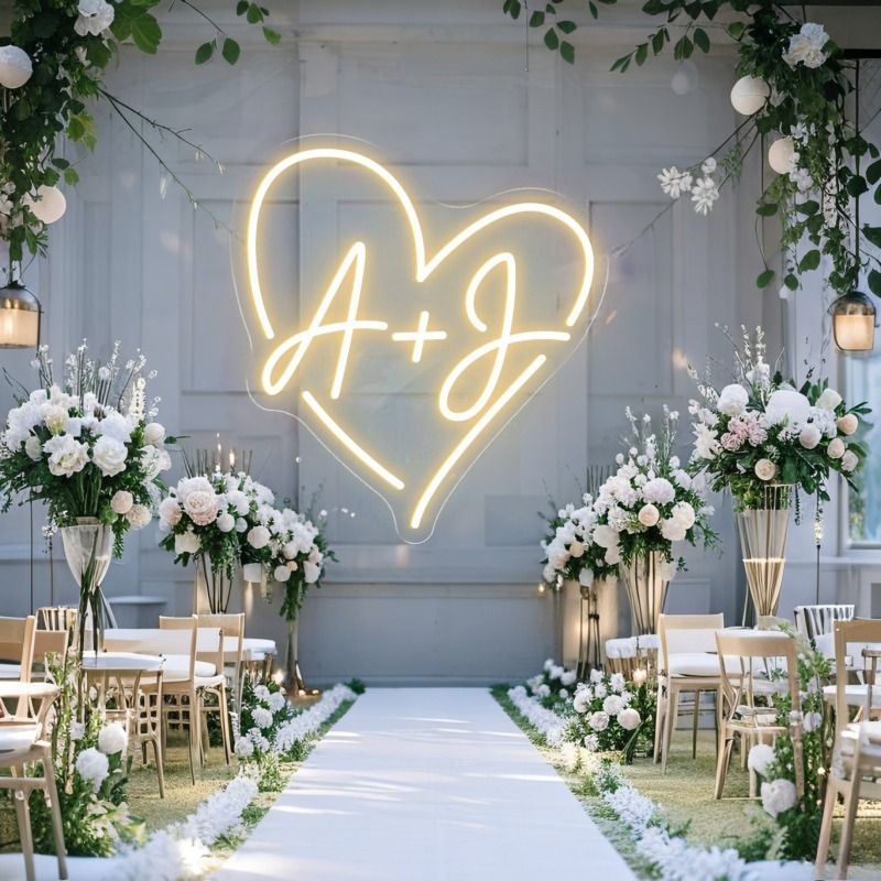 Custom Initials Heart LED Neon - Home Decor Names ulasan dan harga