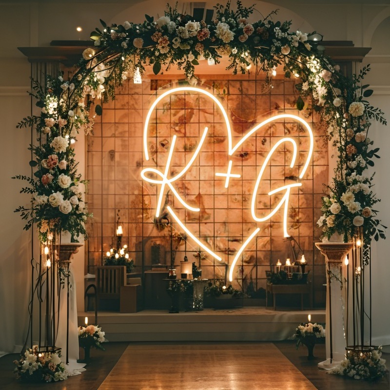 Custom Initials Heart LED Neon - Home Decor Names ulasan dan harga