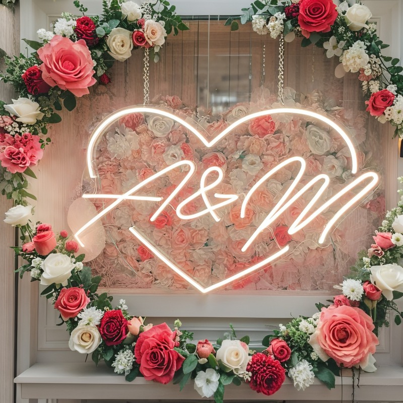 Custom Initials Heart LED Neon - Home Decor Names ulasan dan harga