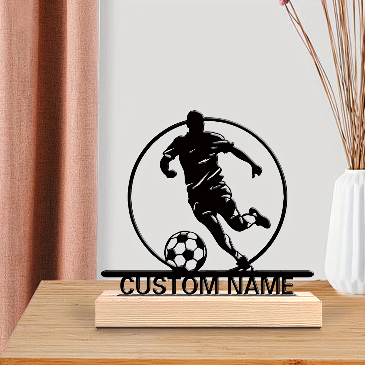 Custom Soccer Player Metal Sta - Home Decor Retailers ulasan dan harga