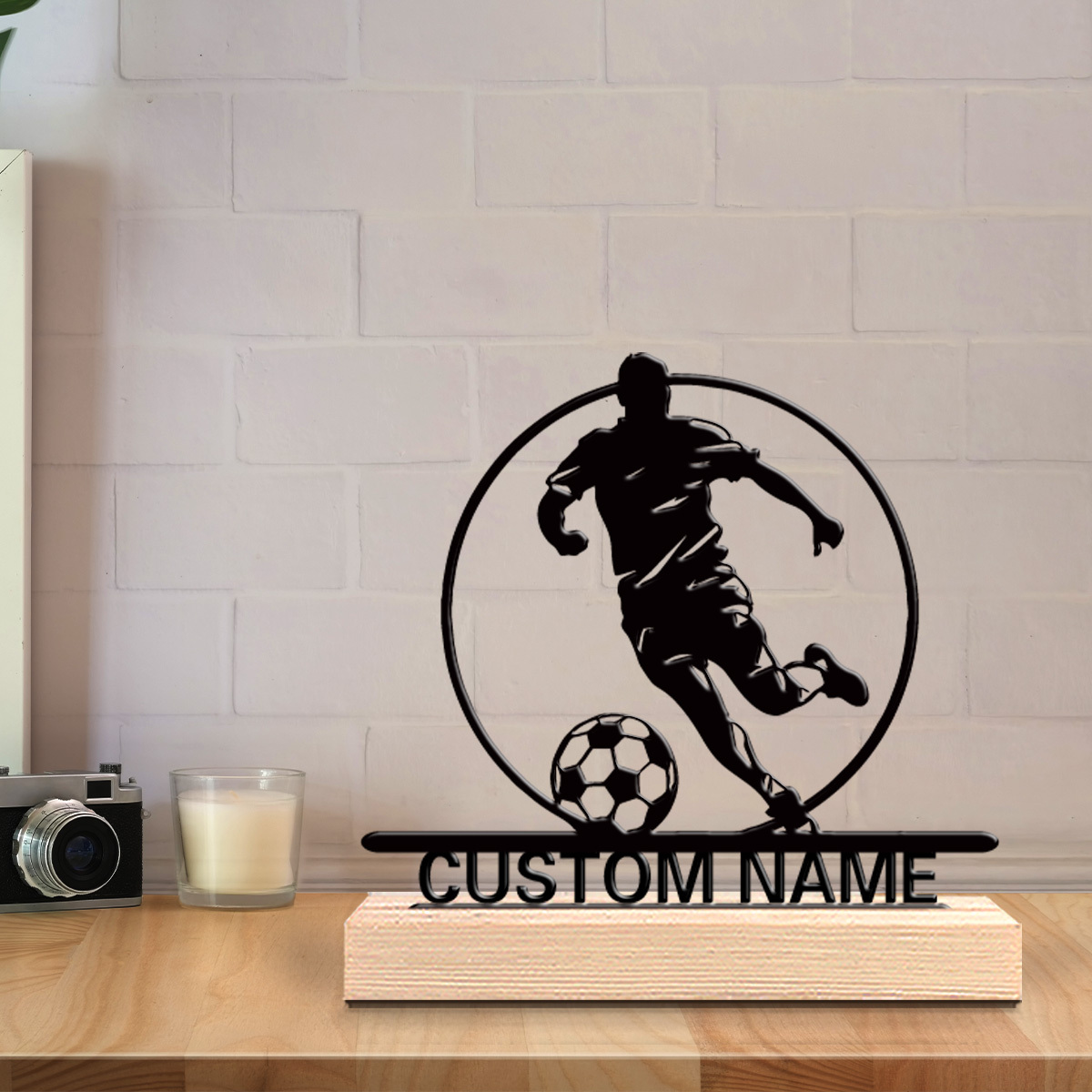 Custom Soccer Player Metal Sta - Home Decor Retailers ulasan dan harga
