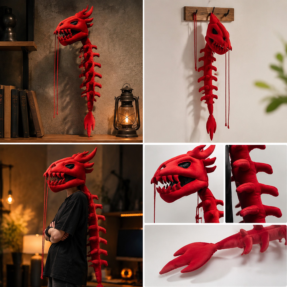 Dragon Skull Spine Plush Hood  - Home Decor Design ulasan dan harga