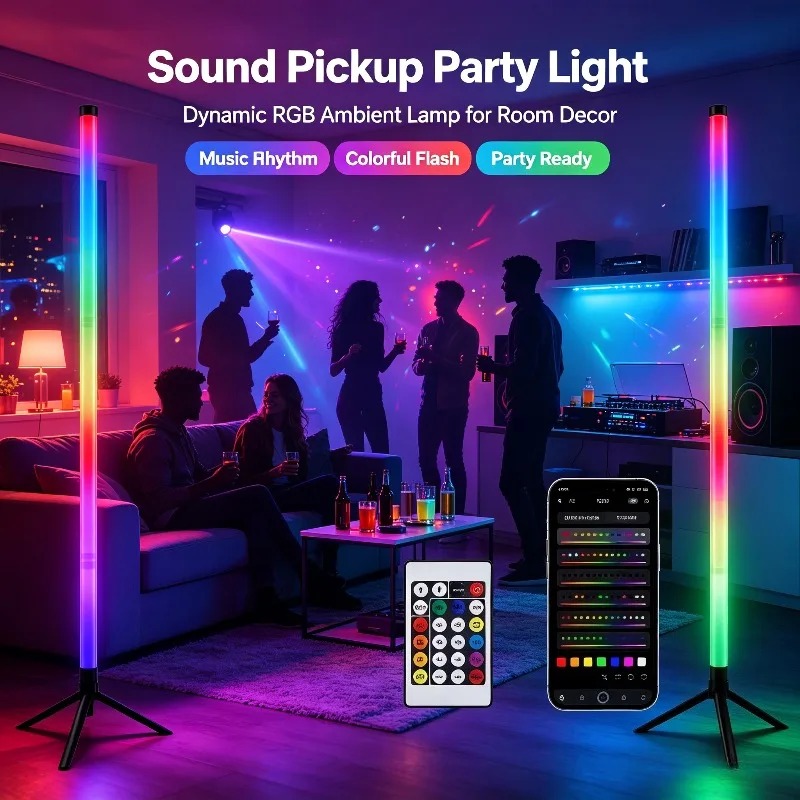 2PCS 120CM RGB Floor Lamp, Sou - Home Decor Lamp ulasan dan harga