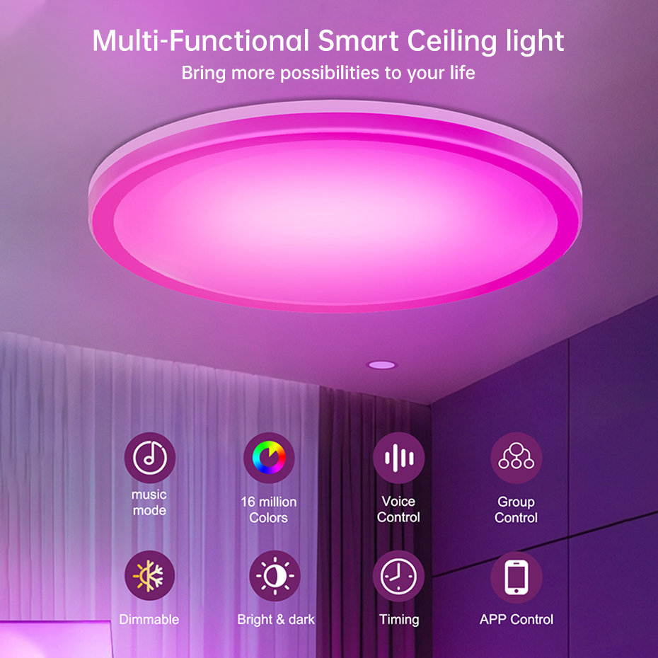 Ultra Thin LED Smart Ceiling L - Home Decor Free App ulasan dan harga