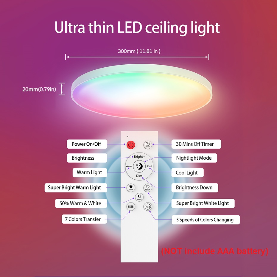 Ultra Thin LED Smart Ceiling L - Home Decor Free App ulasan dan harga